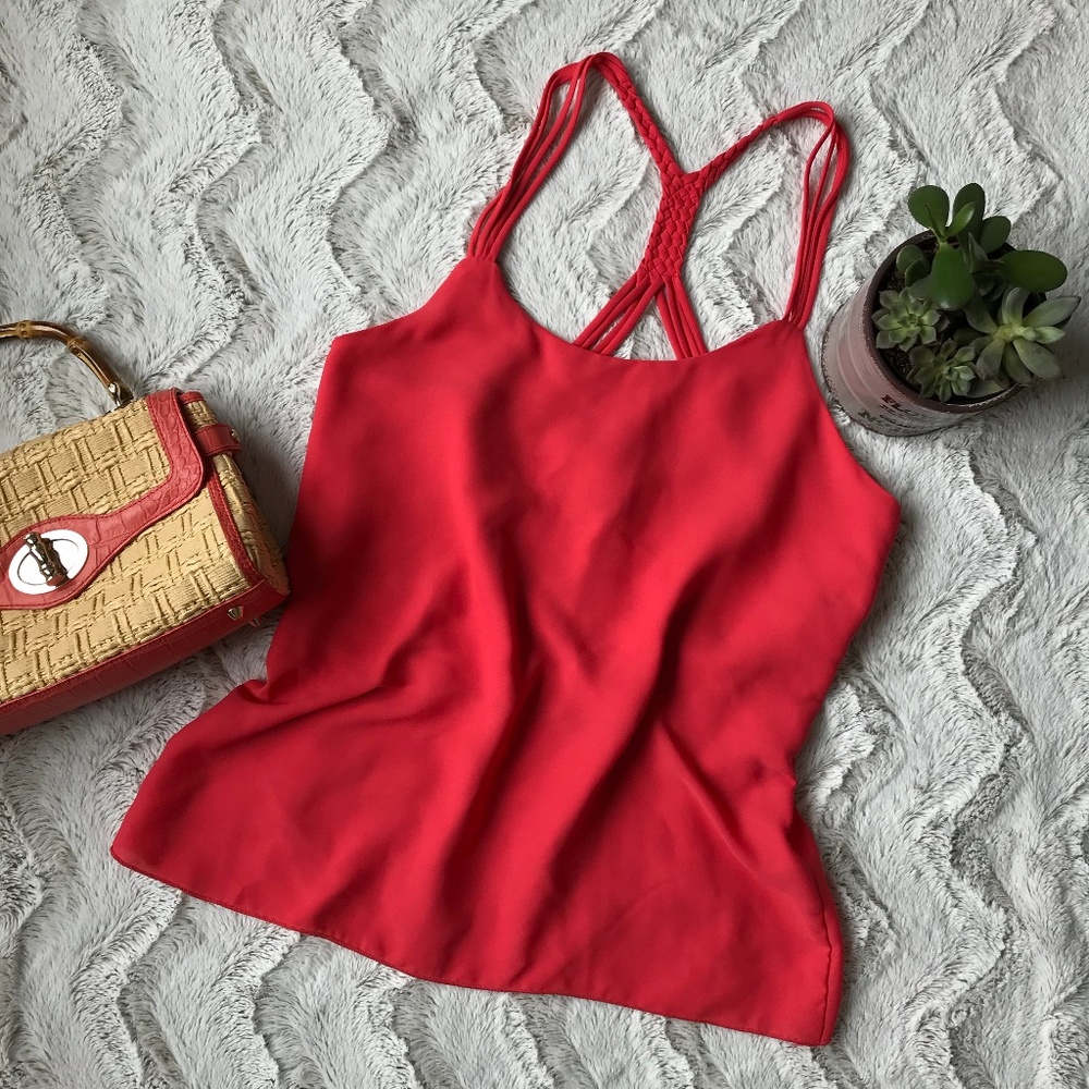 Boutique Neon Coral Razorback Cami sz L